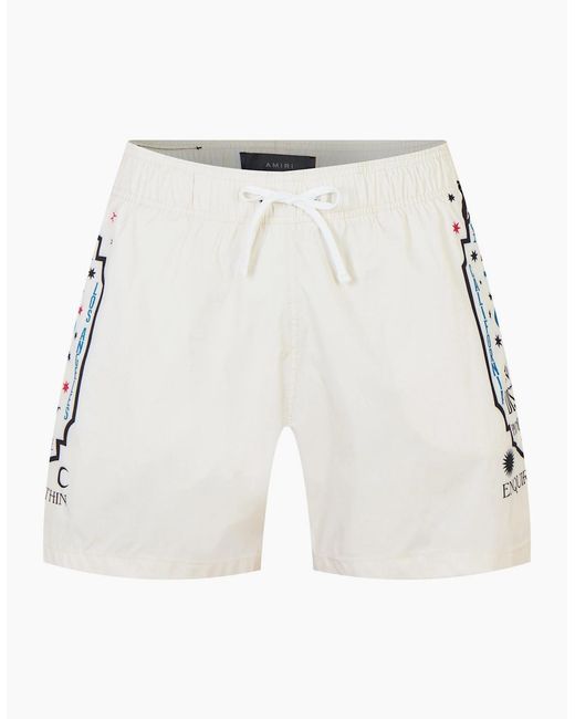 Amiri White Fortune Swimshorts Birch