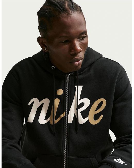Nike Black Sportswear Club Fleece Full-Zip Hoodie for men