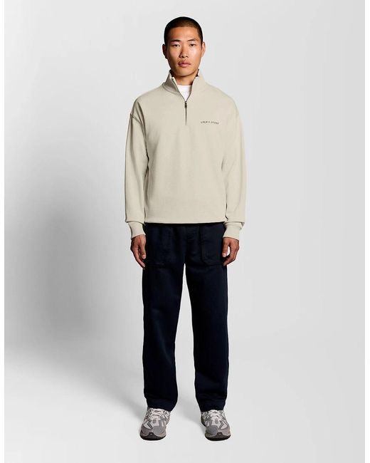 Lyle & Scott Natural Heavyweight Script 1/4 Zip Sweatshirt for men