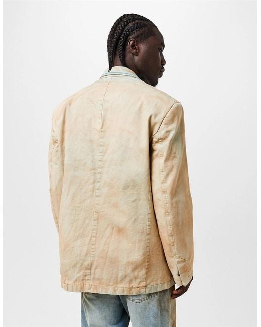 DIESEL Natural Solid Patterned Denim Jacket for men