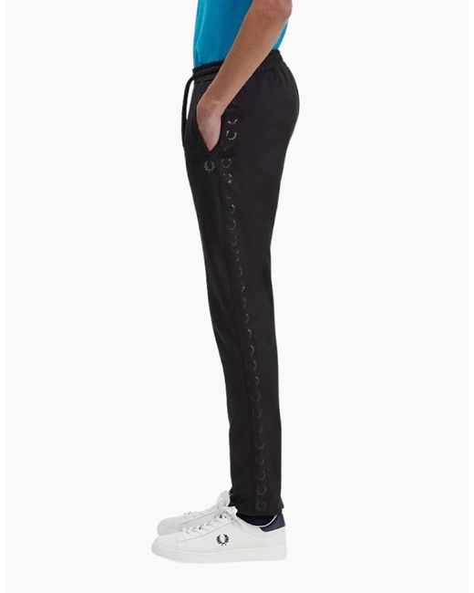 Fred Perry Black Contrast Tape Track Pant for men