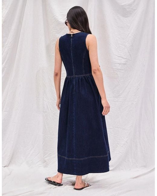 Ro&zo Blue Denim Racer Midi Dress