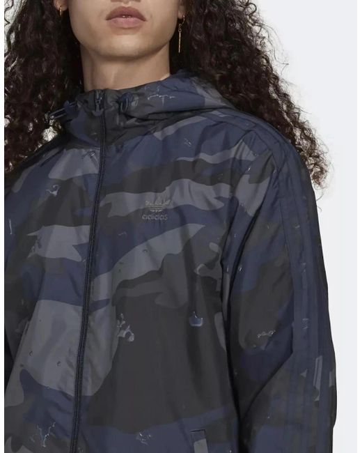 Adidas Blue Originals Camo Graphic Jacket <Br> Reduced From £59.99 Now Only £39.95 for men