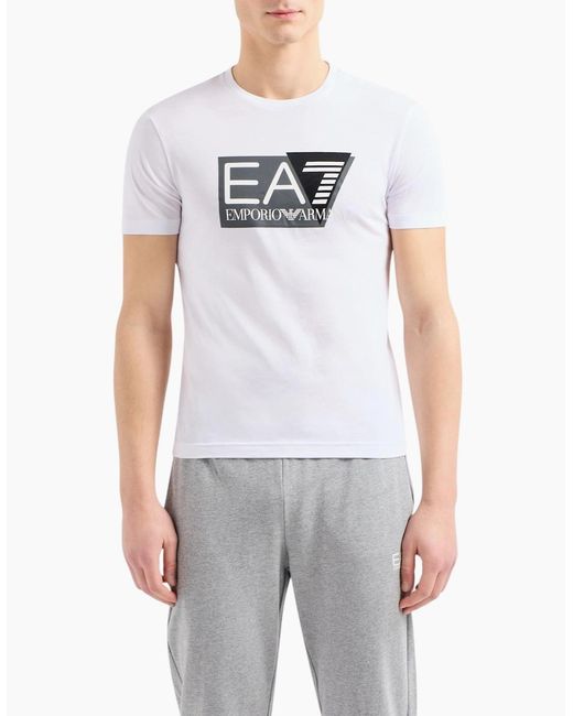 Armani White Ea7 3Dpt81 T Shirt Emporio Short Sleeve Casual Cotton Tee Top for men