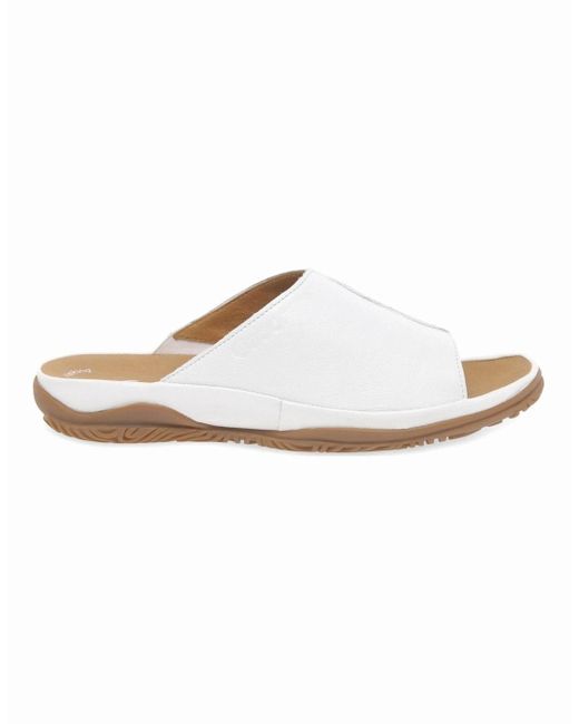 Gabor White Idol Leather Wide Fit Mules