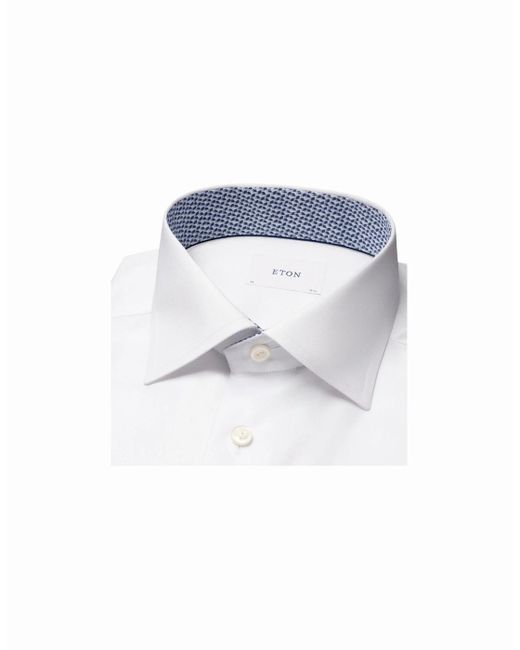 Eton of Sweden White Slim Fit Geometric Effect Signature Twill 00 for men