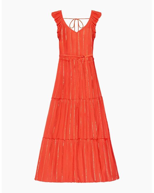Ro&zo Coral Lurex Tiered Maxi Dress