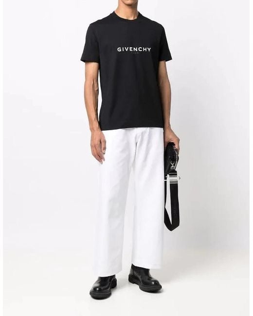 Givenchy Black Reverse Logo Print T-Shirt for men
