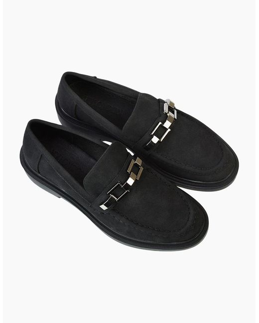 XY London Black Ladies Dakoa Chain Detail Loafers