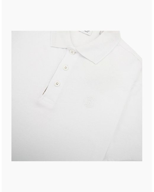 Burberry White Manzoni Monogram Pique Polo for men