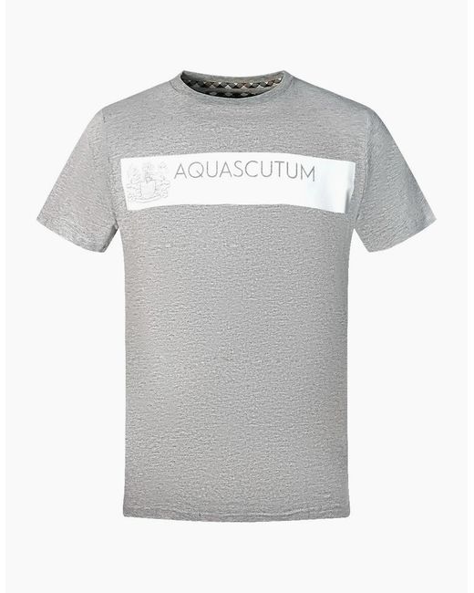 Aquascutum Gray Block Brand Logo T-Shirt for men