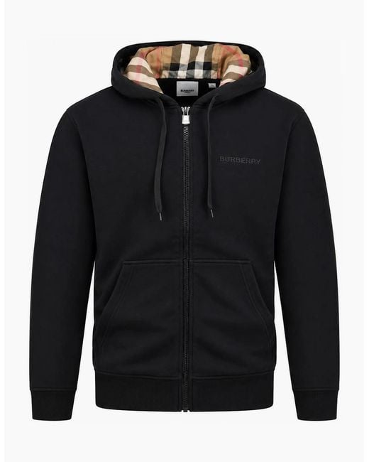Burberry Blue Hove Check Hoodie for men