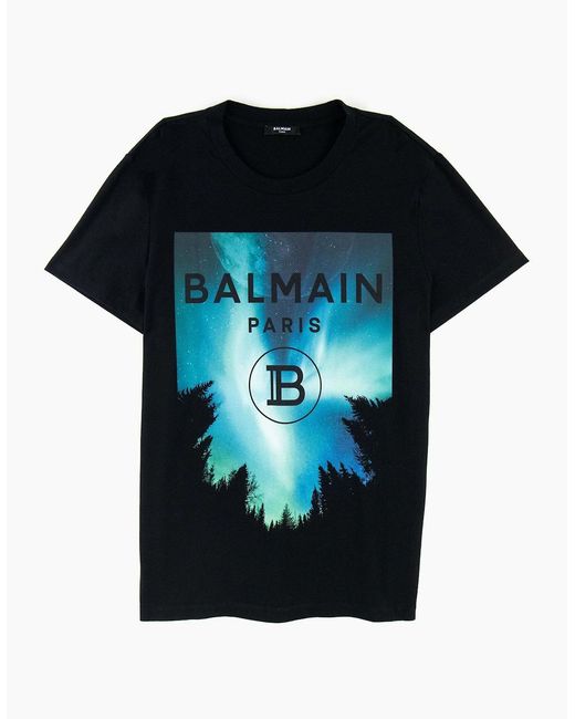 Balmain Black Moon Print T Shirt for men