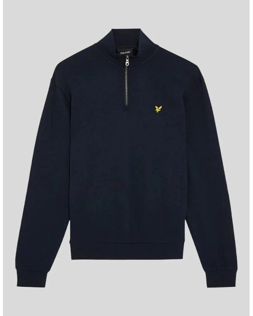 Lyle & Scott Blue Lyle & Scott Loopback Quarter-Zip Sweatshirt for men