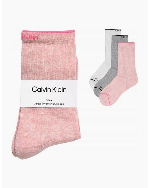 Calvin Klein White 3-Pack Fine Line Sports Socks, Melange Combo