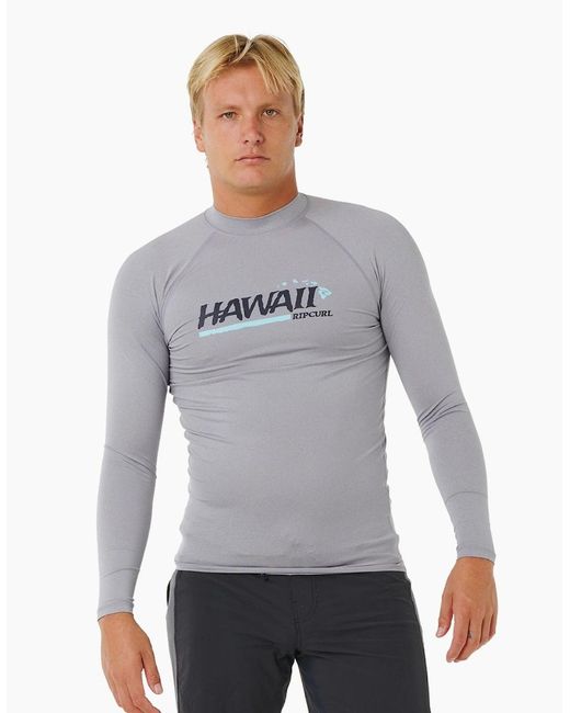 Rip Curl Gray Rip Curl Hawaii Gritty Upf Long Sleeve Rash Vest for men