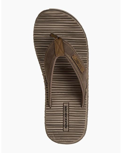 Skechers Brown Quill Textile Flip Flops for men