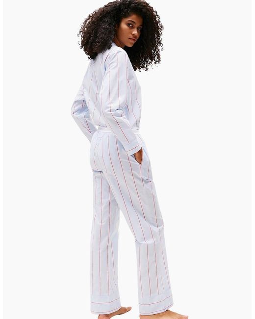 Tommy Hilfiger White Heritage Stripe Woven Poplin Pyjama Bottoms, Sweet