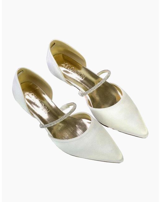 XY London White Ladies Laura Pointed Kitten Heel Court Shoes