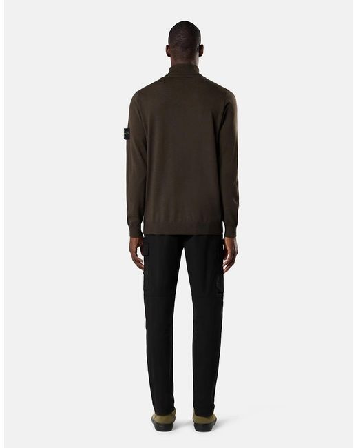 Stone Island Brown Wool 5100025 T Neck Sweater for men