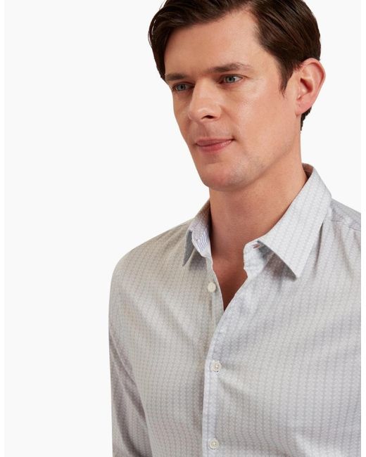 Ted Baker Gray Tamaso Slim Herringbone Print Shirt for men