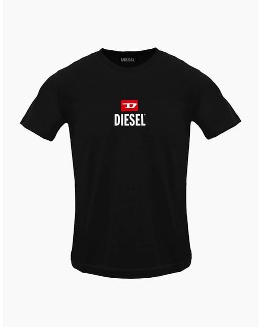 DIESEL Black Just Small New D Logo Caviar T-Shirt for men