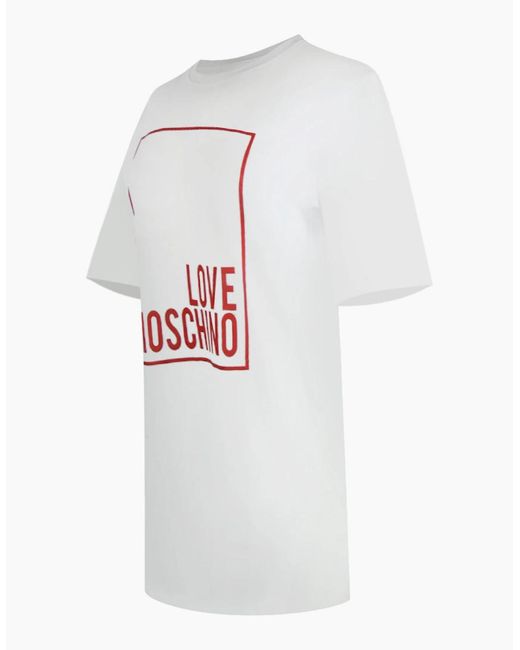 Love Moschino Gray Large Box Logo Oversized Mini T-Shirt Dess