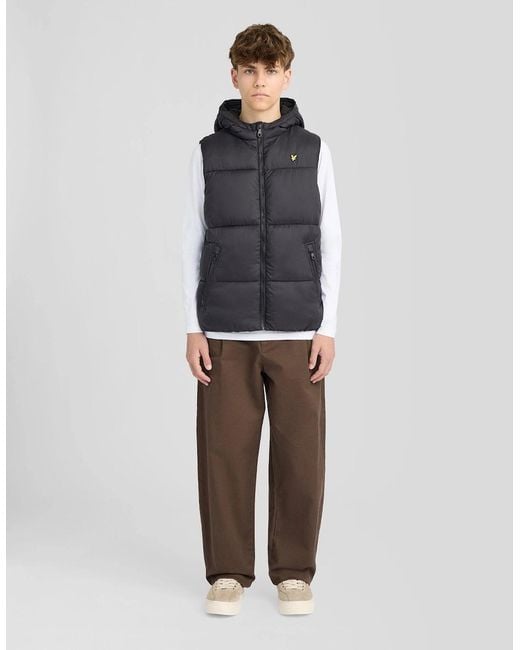 Lyle & Scott Gray Fleece Lined Padded Gilet for men