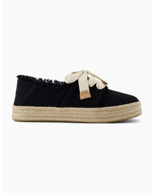 TOMS Black Carolina Espadrille Lace Up Shoes