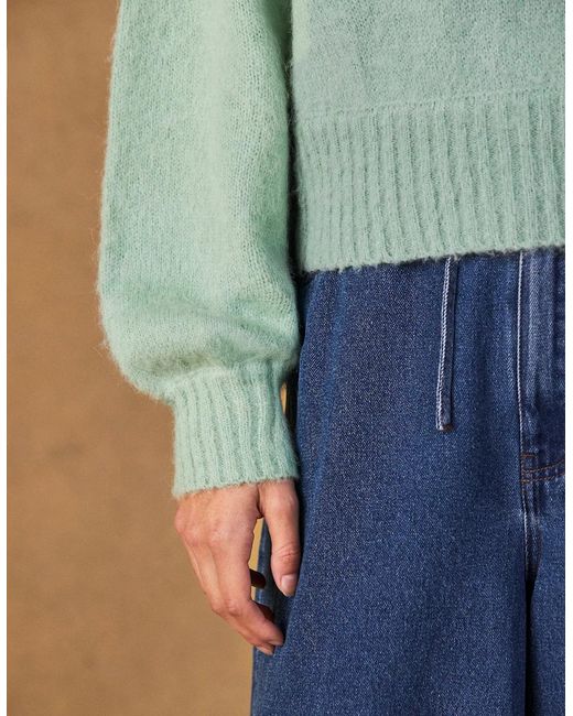 Ro&zo Green Cropped Jumper With Alpaca