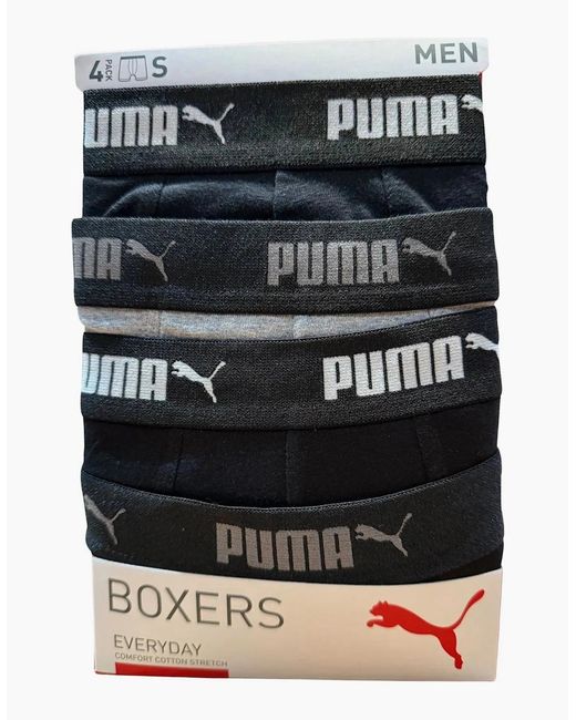 PUMA Black 4-Pack Everyday Boxer Briefs for men