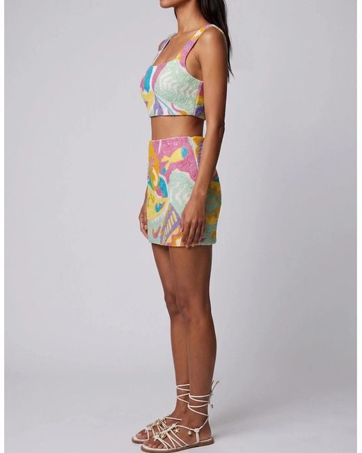 Oceanus Orange South Beach Azure Beaded Mini Skirt Multi Colour