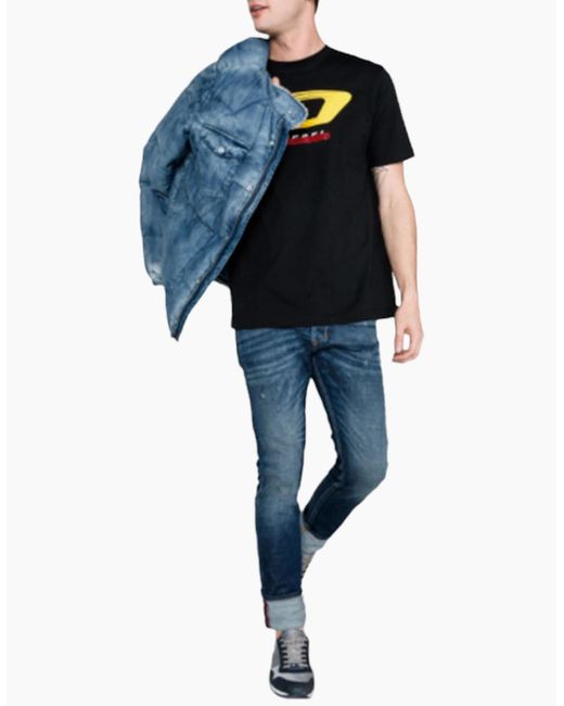 DIESEL Black T Just Y4 T Shirts Crew Neck Short Sleeve Cotton Tee for men