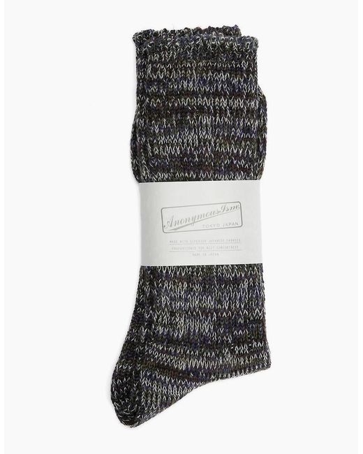 Anonymous Ism Gray 5 Colour Mix Crew Cotton Moss Socks for men