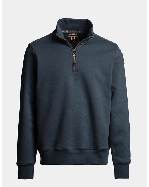 Parajumpers Blue Broad Peak Quarter Zip Sweatshirt for men