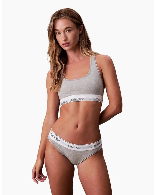 Calvin Klein White Icon Cotton Modal Unlined Bralette, Heather