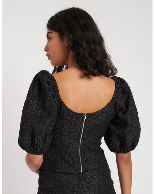 Nobody's Child Black Sweetheart Neck Regular Fit Blouse