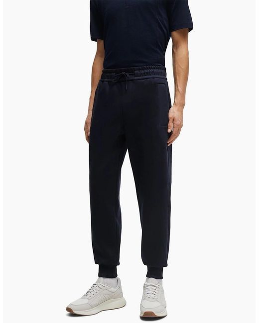 Boss Blue Larsen Solid Patterned Slim Joggers for men