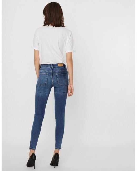 Vero Moda Blue Tilde Midrise Slim Ankle Zipped Skinny Jeans