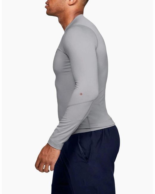 Under Armour Blue T Shirt Long Sleeve Compression Tops Summer Training Gym Tee for men