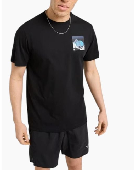 The North Face Black T Shirts Energy Mountain Graphic Casual Summer Pullover Tee for men