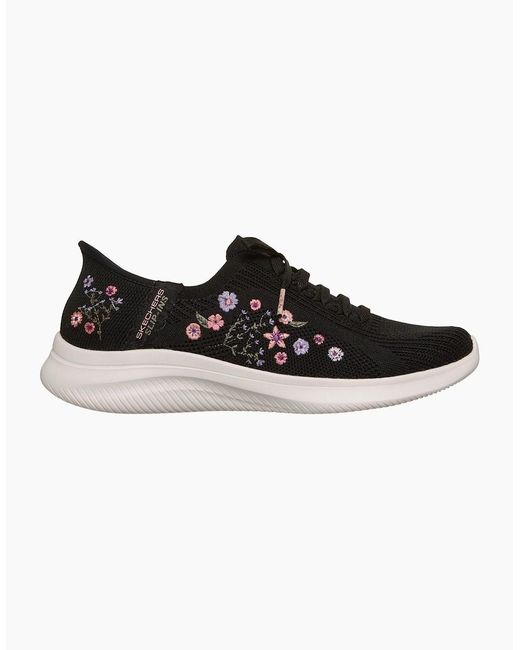 Skechers Black Ultra Flex 4.0 Sweet Petals Textile Knit/Multi Trim Trainers