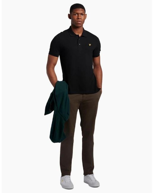 Lyle & Scott Black Lyle & Scott Branded Chest Logo Jet Polo Shirt for men