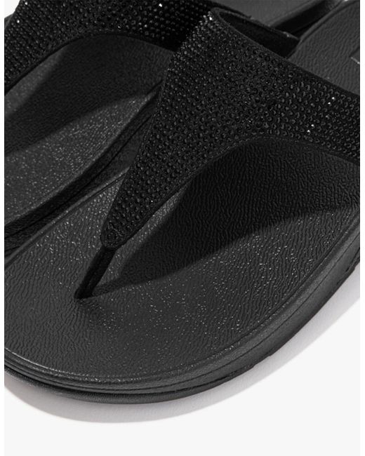 Fitflop Black Lulu Crystal Toe Post All