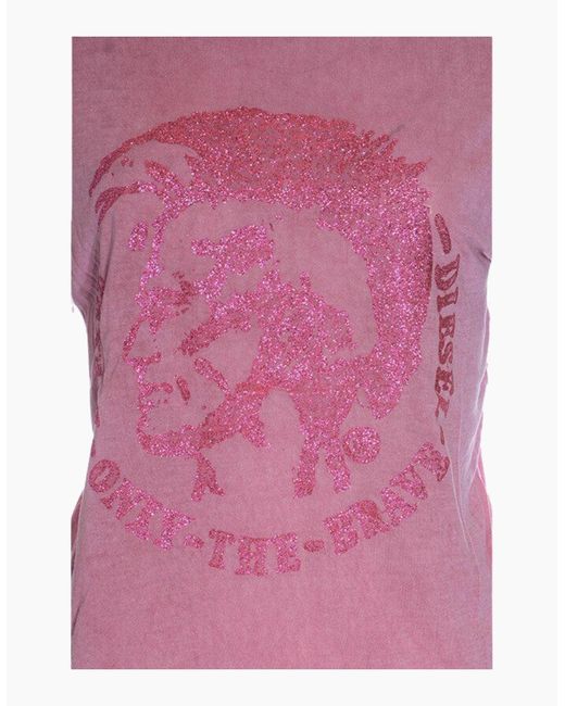 DIESEL Pink T Mori T Shirt Crew Neck Short Sleeve Casual Summer Cotton Top New