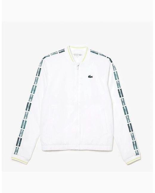 Lacoste Gray Crocodile Logo Lettering Crew Neck Bomber Collar Athletic Top