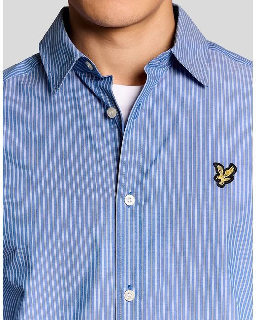 Lyle & Scott Blue Cotton Poplin Twin Stripe Shirt for men