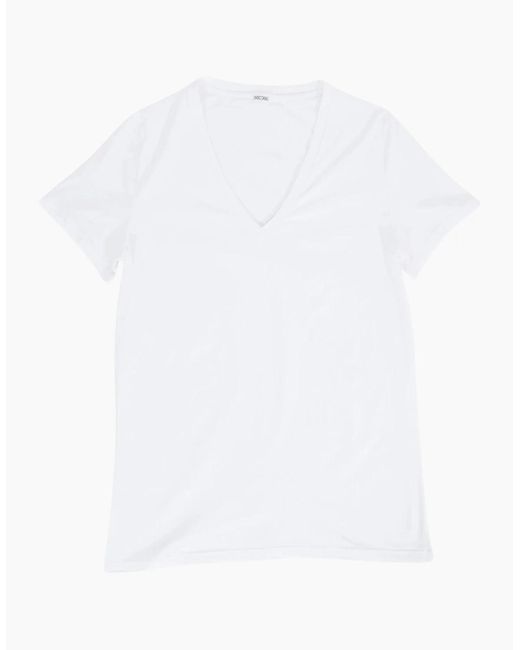 Hom White Supreme Cotton V-Neck T-Shirt for men