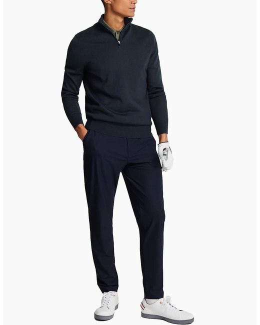 Lyle & Scott Blue Lyle & Scott Sweatshirt Quarter Zip Pullover Plain Jumper Casual Top for men