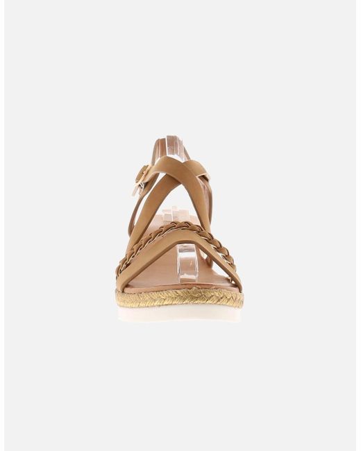 Apache Brown Wedge Sandals Jan Buckle Tan Uk Size